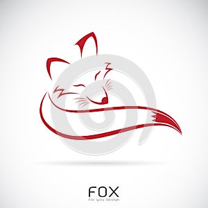 Vector of a red fox design on white background.
