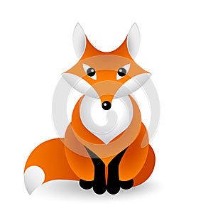 Vector red fox in front view