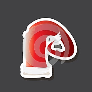 vector red funky Santa Claus hat sticker icon or label isolated on grey background. merry christmas design element for