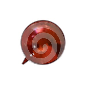 Vector Red Glossy Speech Bubble Isolated, 3D Design Element.