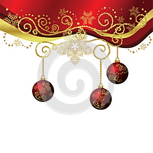 Vector red & gold Christmas border isolated