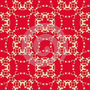 Vector red and gold floral geometric seamless pattern. Elegant royal ornament