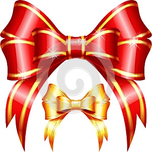 Vector red and gold gift bow and ribbon