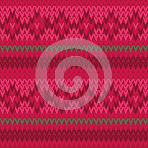 Vector red and green Faire Isle seamless pattern background
