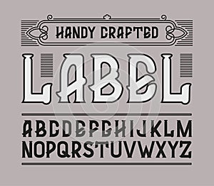 Vector red handy crafted vintage label font