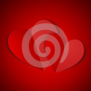 Vector : Red hearts on red background