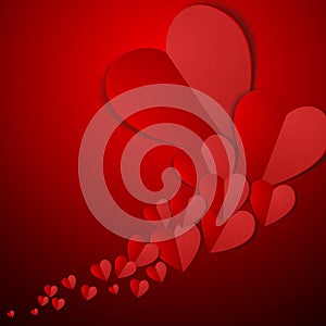 Vector : Red hearts on red background