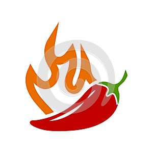 Vector red hot chili pepper with flame sticker