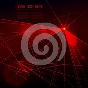 Vector red laser light on dark background