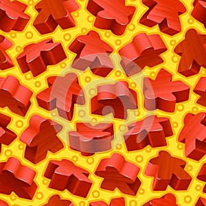 Vector red meeples seamless pattern