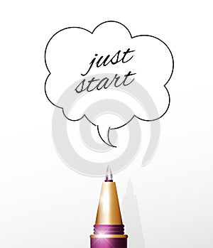 Vector red metal pen tool on white background.