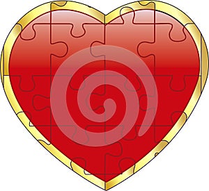 Vector red puzzle on heart