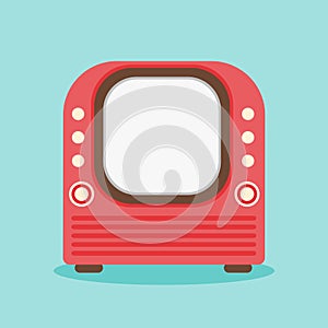 Vector red retro television illustration