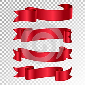 Vector red ribbons.Ribbon banner set