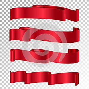 Vector red ribbons.Ribbon banner set