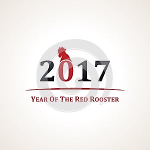 Vector red rooster, symbol of 2017. The emblem the New Year according to the Chinese calendar