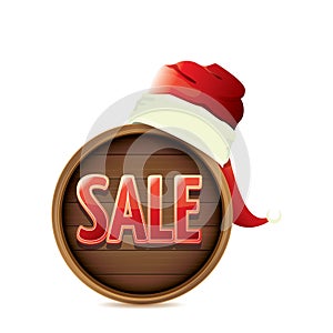 Vector red Santa hat with special sale sign tag isolated on white background. vector merry christmas sale label, sticker