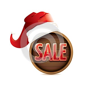 Vector red Santa hat with special sale sign tag isolated on white background. vector merry christmas sale label, sticker