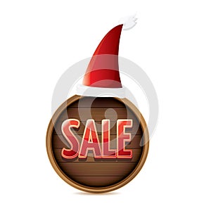 Vector red Santa hat with special sale sign tag isolated on white background. vector merry christmas sale label, sticker