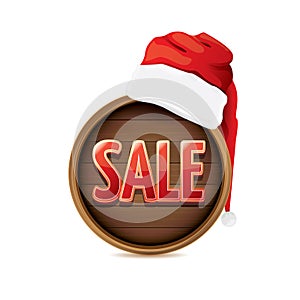 Vector red Santa hat with special sale sign tag isolated on white background. vector merry christmas sale label, sticker