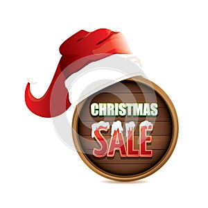 Vector red Santa hat with special sale sign tag isolated on white background. vector merry christmas sale label, sticker