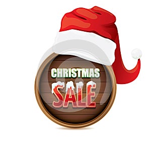 Vector red Santa hat with special sale sign tag isolated on white background. vector merry christmas sale label, sticker