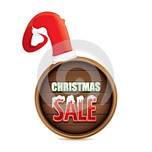 Vector red Santa hat with special sale sign tag isolated on white background. vector merry christmas sale label, sticker