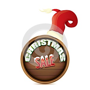 Vector red Santa hat with special sale sign tag isolated on white background. vector merry christmas sale label, sticker