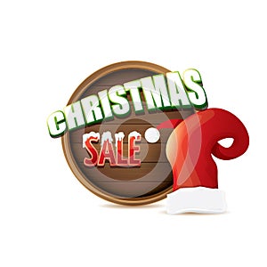 Vector red Santa hat with special sale sign tag isolated on white background. vector merry christmas sale label, sticker