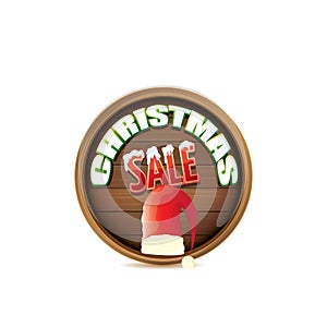 Vector red Santa hat with special sale sign tag isolated on white background. vector merry christmas sale label, sticker