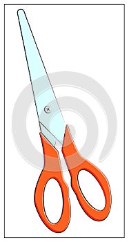 Vector red scissors icon. Vector Flat illustration of stationery scissors for web design, logo, icon, app, UI