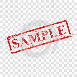 Simple Vector Red Scratch Rubber Stamp, Sample, at Transparent Effect Background