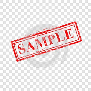 Vector Red Scratch Rubber Stamp, Sample, at Transparent Effect Background