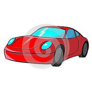 Vector of a Red Sports Car with shadow and Color tone shading