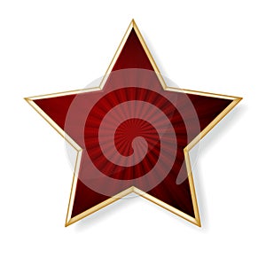 Vector red star with gold edging isolated