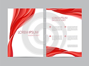 Vector red wave design template, abstract background cover, poster, book, brochure business theme. Flow creative