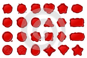 vector red wax seal stamps set