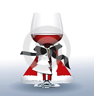 Vector of Red wine glass. Christmas party