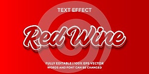 Vector red wine text effect - editable text effect