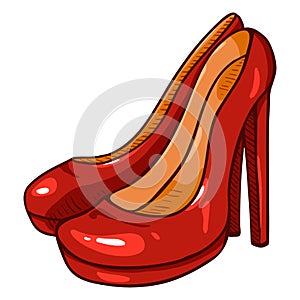 Vector Red Women Highheels Shoes