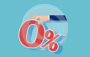 Vector of a red zero percent offered by businessman