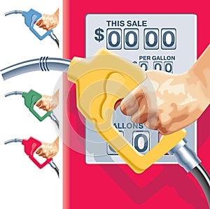 Vector refueling hose and gas station counters photo