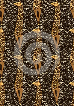 Vector repeated seamless pattern of vintage woodenn sculpture of a giraffe. photo