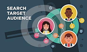 Vector research people searching target audience illustration