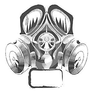 Vector respirator graffiti steampunk style gas mask on white background