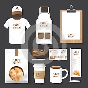 Vector restaurant cafe set flyer, menu, package, t-shirt, cap, u