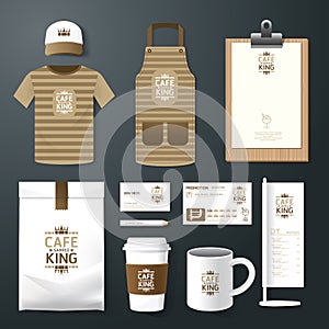 Vector restaurant cafe set flyer, menu, package, t-shirt, cap, uniform design