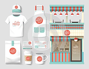 Vector restaurant cafe set, shop front design, flyer, package, t