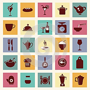 Vector restaurant , food and beverage icons-set - Illustration