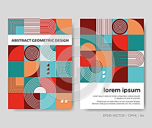 Vector retro abstract brochure cover design set